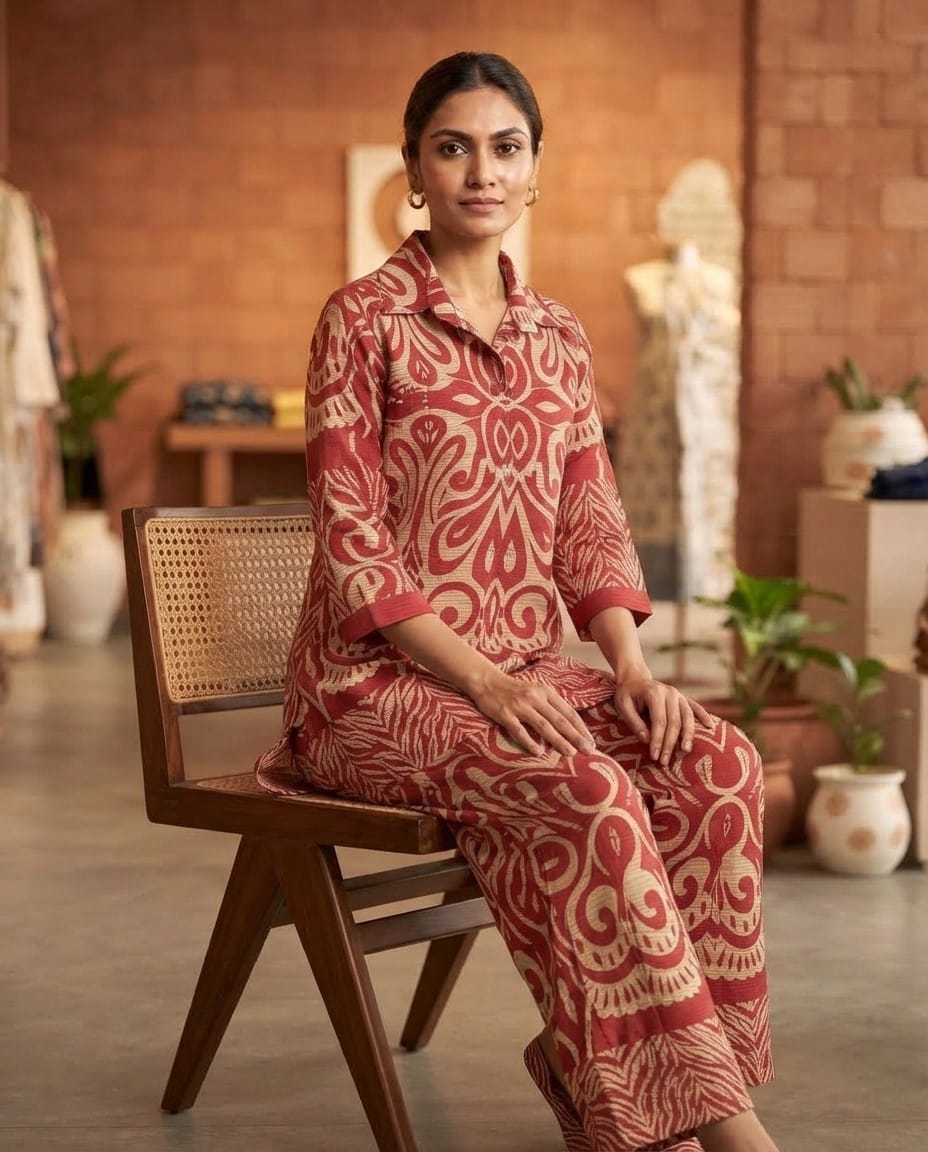 AAVENI TERRACOTTA HERITAGE  PRINT CO ORD SET